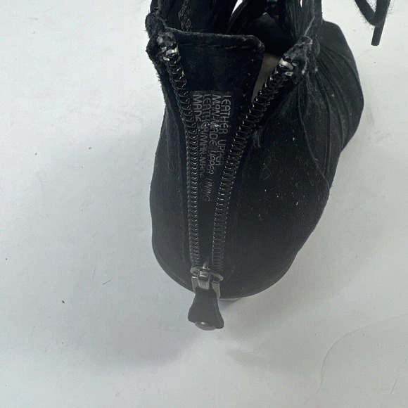 Earth Aurora Black Suede Lace Up Booties Size 8.5 D WIDE Peep Toe - Picture 11 of 14